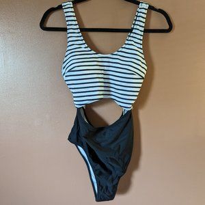 Cupshe One Piece | Black & White Stripe
